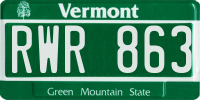 VT license plate RWR863