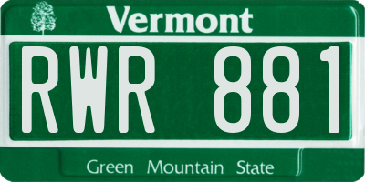 VT license plate RWR881