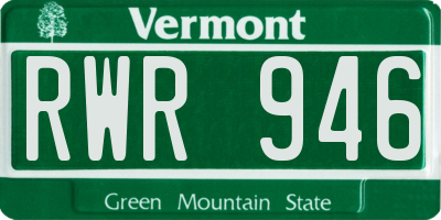 VT license plate RWR946