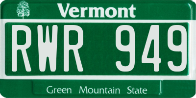 VT license plate RWR949