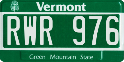 VT license plate RWR976