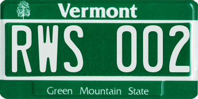 VT license plate RWS002