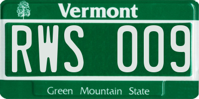 VT license plate RWS009