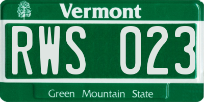VT license plate RWS023