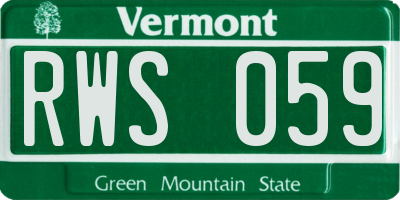 VT license plate RWS059