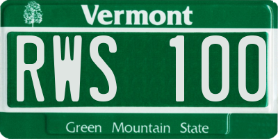VT license plate RWS100