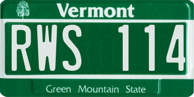 VT license plate RWS114