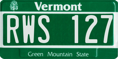VT license plate RWS127