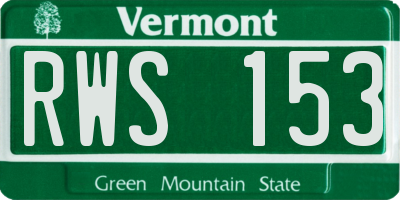 VT license plate RWS153