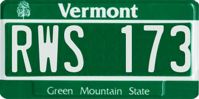 VT license plate RWS173