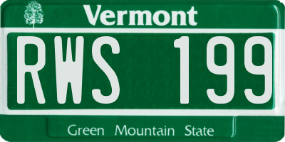 VT license plate RWS199
