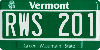 VT license plate RWS201