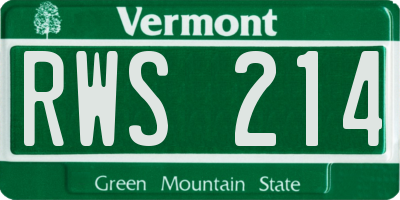 VT license plate RWS214