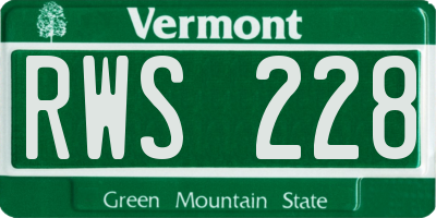 VT license plate RWS228