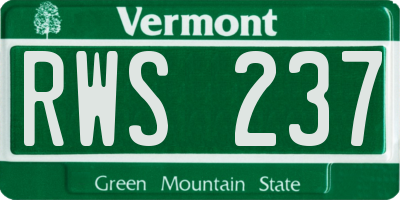 VT license plate RWS237