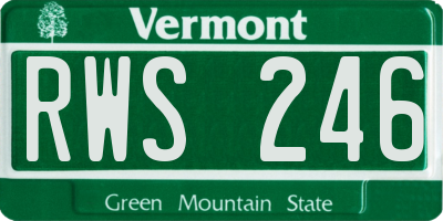 VT license plate RWS246