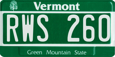 VT license plate RWS260