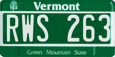 VT license plate RWS263
