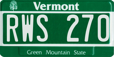 VT license plate RWS270
