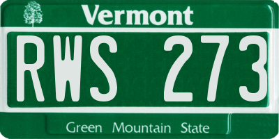 VT license plate RWS273