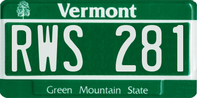 VT license plate RWS281