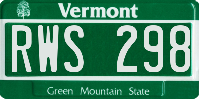 VT license plate RWS298