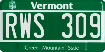 VT license plate RWS309
