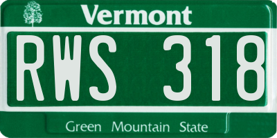 VT license plate RWS318