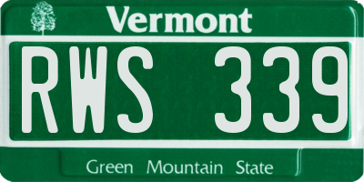 VT license plate RWS339