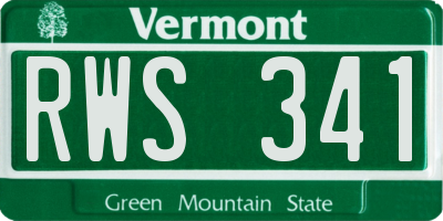 VT license plate RWS341