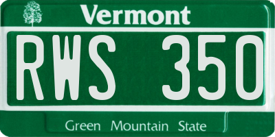 VT license plate RWS350