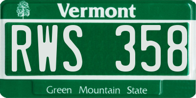 VT license plate RWS358