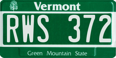 VT license plate RWS372