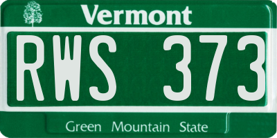 VT license plate RWS373