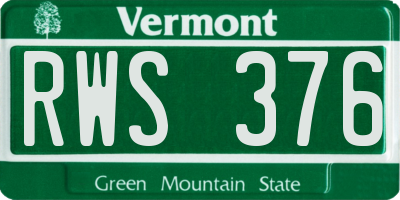 VT license plate RWS376