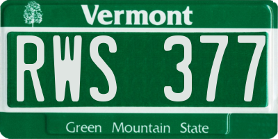 VT license plate RWS377