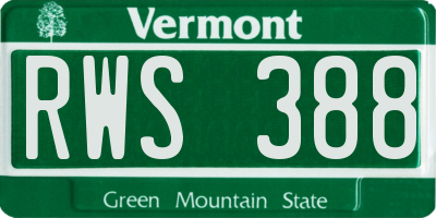 VT license plate RWS388