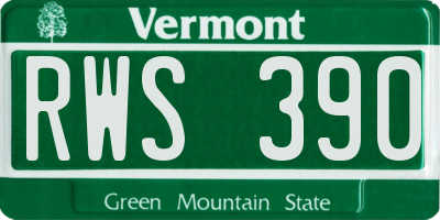 VT license plate RWS390