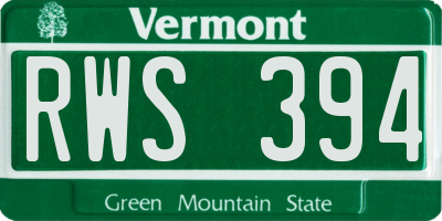 VT license plate RWS394