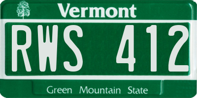 VT license plate RWS412