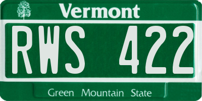 VT license plate RWS422