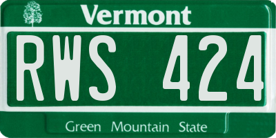 VT license plate RWS424