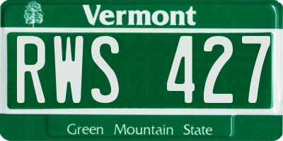 VT license plate RWS427