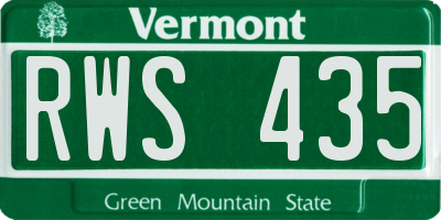 VT license plate RWS435
