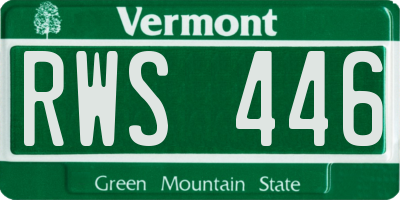 VT license plate RWS446