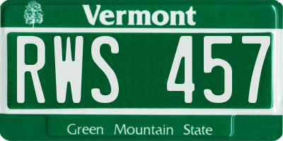 VT license plate RWS457