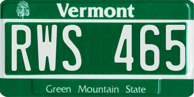 VT license plate RWS465