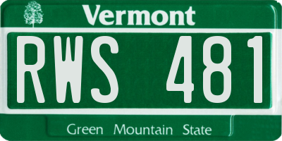 VT license plate RWS481