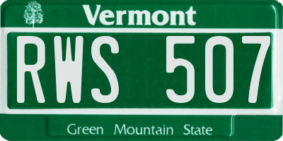 VT license plate RWS507