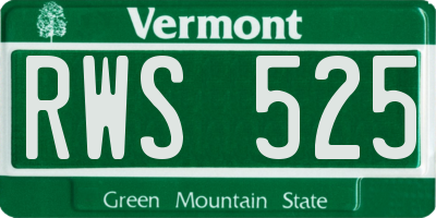 VT license plate RWS525